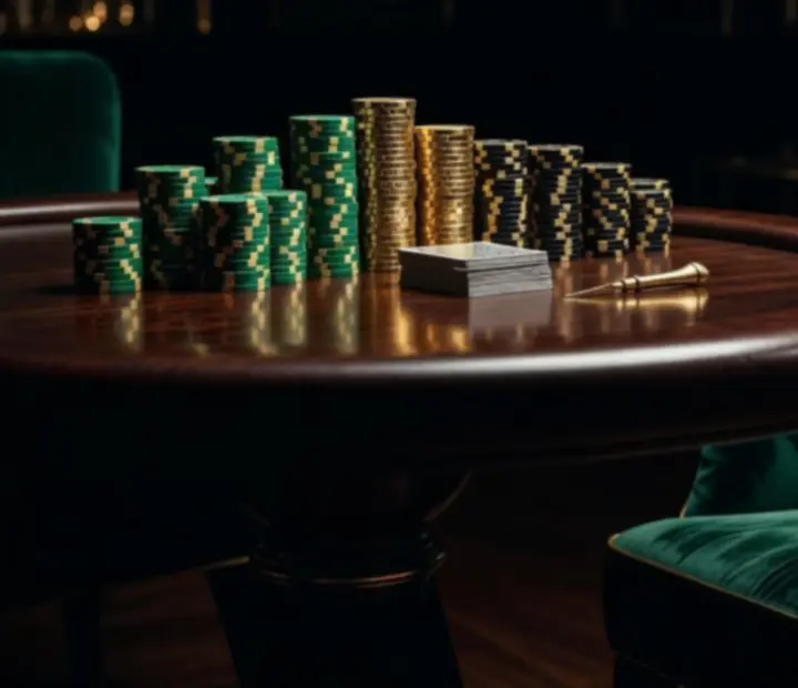 Luxury poker table with chip stacks ready for an offline tournament
